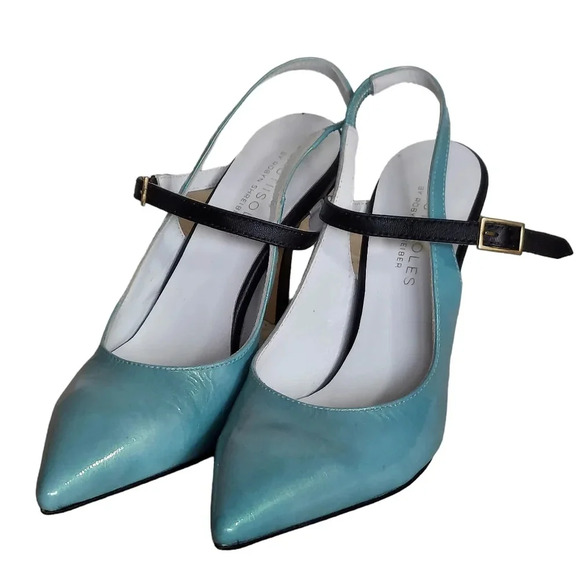 Beautiisoles by Robyn Schreiber Blue Black White Patent Leather Mary Jane - Picture 2 of 16